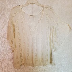 Abercrombie & Fitch lace shirt with notch neck